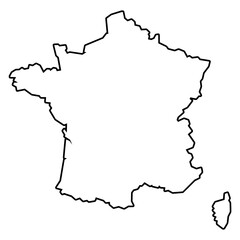 Fototapeta premium France White Map with Black Outline