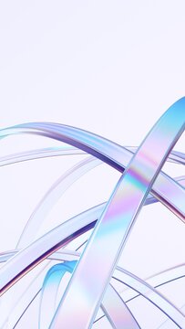 Abstract glass lines on a light background, vertical 3d render