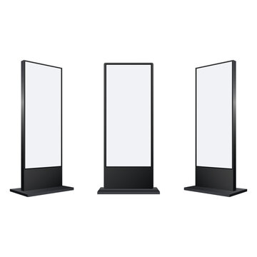Vertical digital signage screens mockup for advertising display. vector illustration