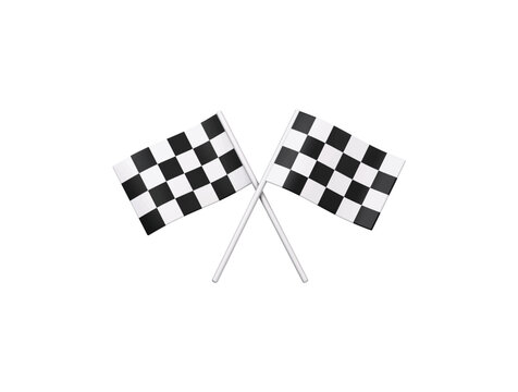 Checkered racing flags icon 3D render illustration isolated
