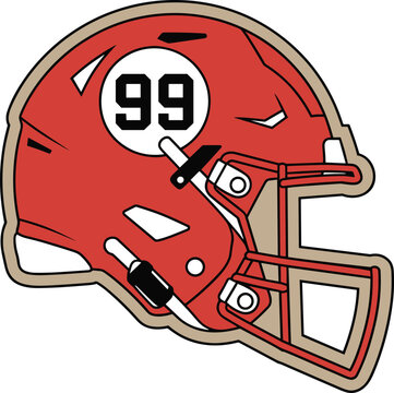 Football Helmet Vector with Number 99 for Sports, Team Logos, and Athletic Designs
