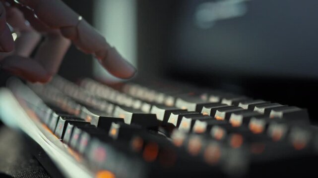 With precision-engineered fingers, a humanoid cyborg's robotic hand hovers over a keyboard, pressing a key to spark code creation. This fusion of human and robot blurs boundaries