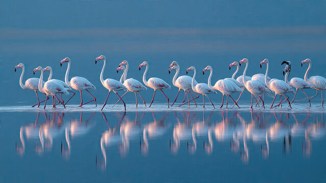 flamingos in the lake