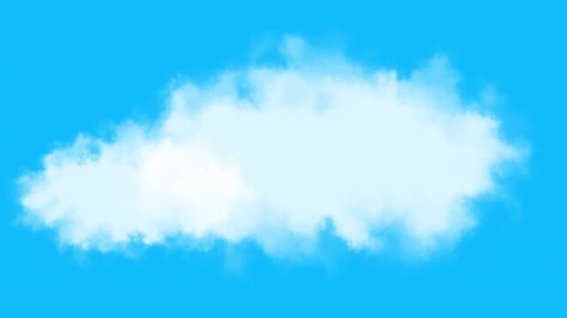 A soft white cloud animation floating on a bright blue sky background. The gentle movement and fluffy texture create a calm, airy atmosphere perfect for weather visuals, presentations, and relaxing sc