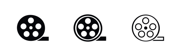 Fototapeta premium Film Reel Icon Set. Classic Movie and Cinema Symbols.