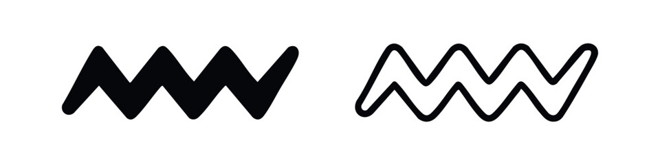 Obraz premium Zigzag Line Icon Set. Wavy Wave Pattern and Abstract Shape Symbols.