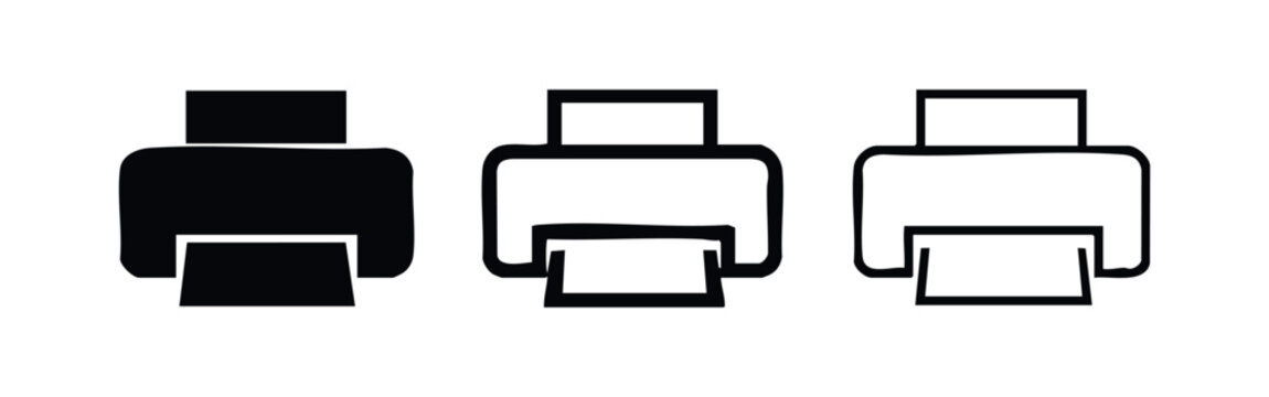 Simple Printer Device Icon Set for Office and Technology