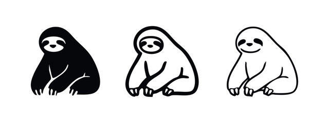 Sloth icon set, cute and happy vector illustration. © liubomir118809