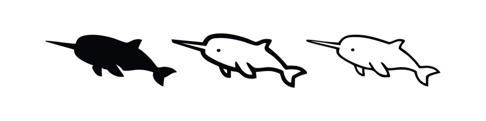 Narwhal icon set, simple vector design. © liubomir118809