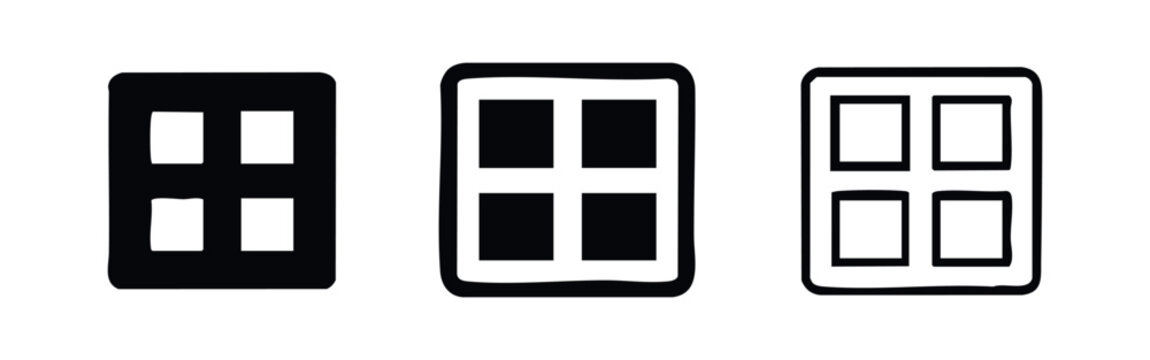 Simple 2x2 grid layout or menu interface icon set