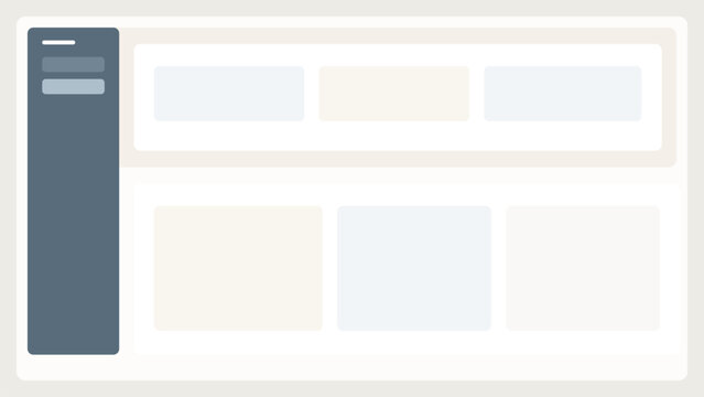 Minimal dashboard interface with left sidebar navigation and soft neutral content cards clean modern UI layout template for web applications
