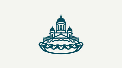 Naklejka premium Stylized Helsinki Cathedral on Finnish Pie