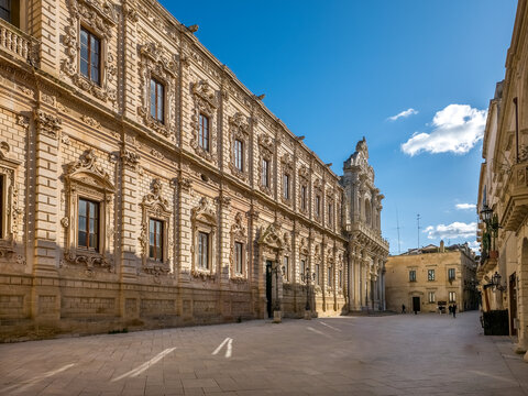 Sculpted Rose Window and Baroque Facade of Santa Croce Lecce &ndash; 17th Century Ecclesiastical Wonder in Apulia &ndash; Florence of the South &ndash; Fine Art Print