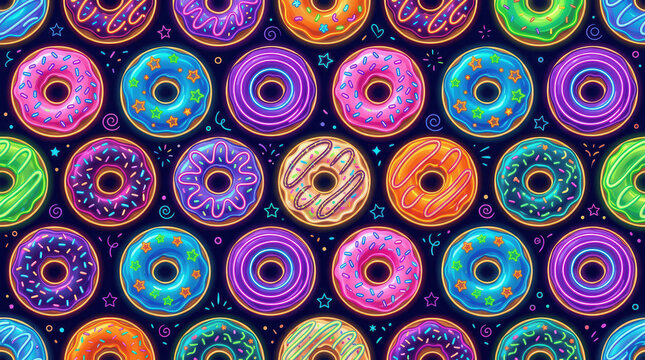 Neon Donut Pattern