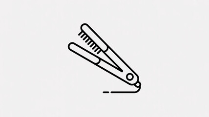 Obraz premium A minimalist black and white line art illustration of a straightening iron or flat iron.