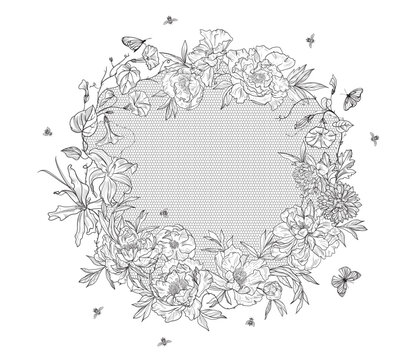 lace flowers frame decoration element	