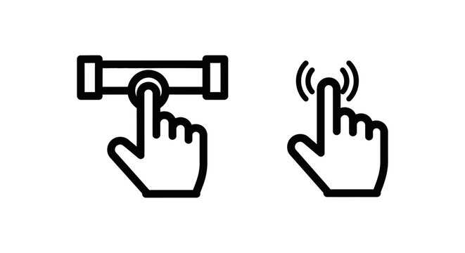 Hand scrolling on a bar and a finger swiping gesture icon