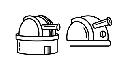 Fototapeta premium Observatory domes icons, telescope buildings