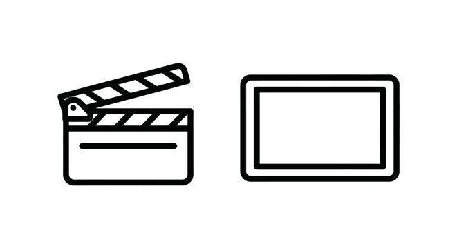 Clapperboard and blank screen icons