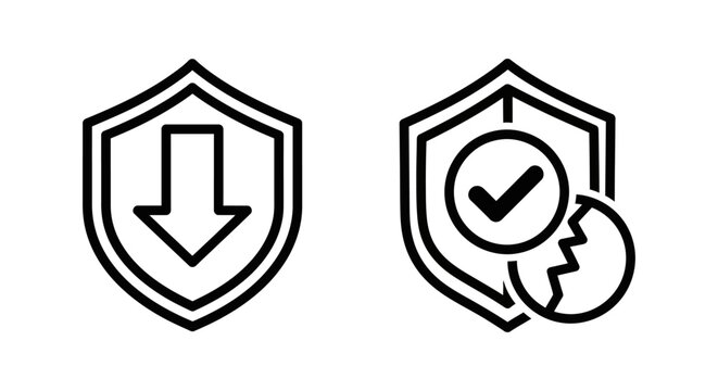 Download security and verified free protection line icons