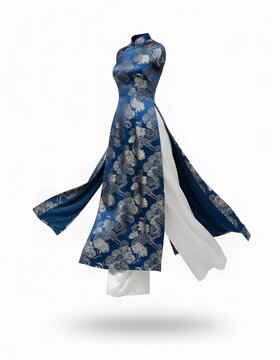 Traditional Vietnamese Ao Dai Floating Isolated on White Background