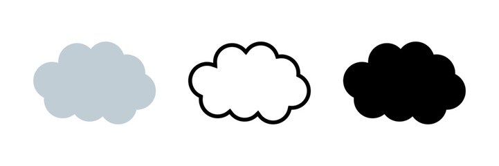 Fototapeta premium 雲アイコンセット クラウドのシンプルな天気・気象UIシンボル ベクター素材 / Cloud icon set simple weather cloud symbol UI vector 