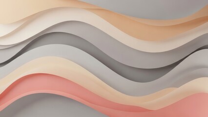 Obraz premium A colorful texture with wavy, layered sheets in shades of pink, orange, gray, and beige, creating a dynamic and collorfull pattern.