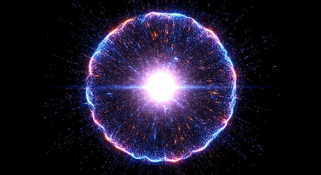 Bright pulsating orb of light and particles