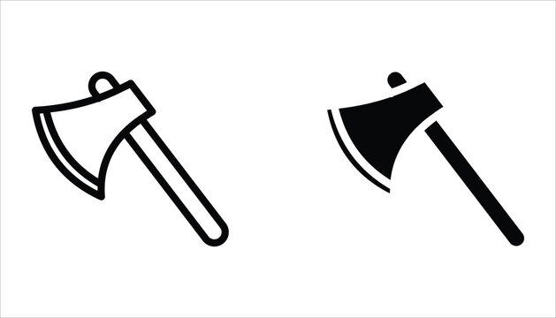 Axe icon set. Axe silhouette vector illustration for camping, chopping, cutter, wood, web designing icons and projects. Vector illustration on white background.