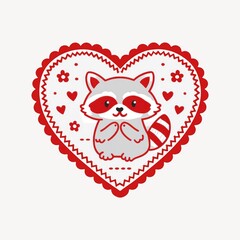 Fototapeta premium Cute raccoon in heart