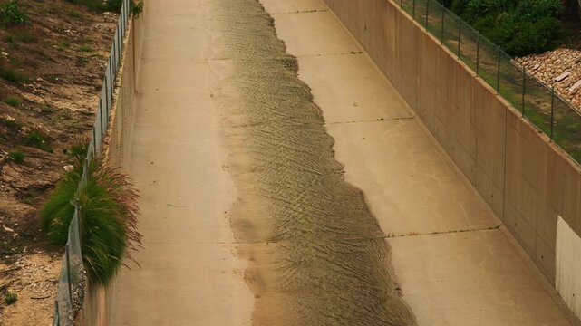 LA river water channel in slow motion 4K