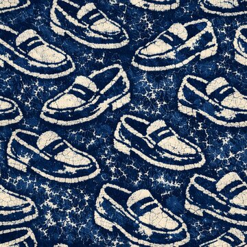 Structured Indigo Adire Loafer Seamless Tile  Pattern