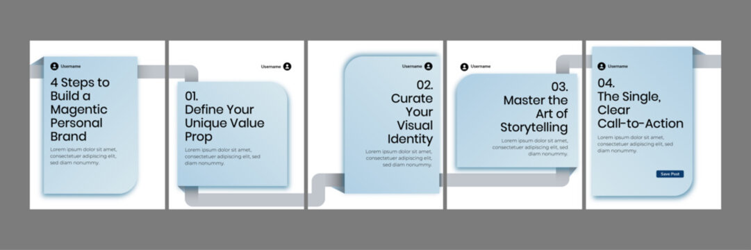 Social Media Carousel Template for Personal Branding and Marketing, Editable AI file