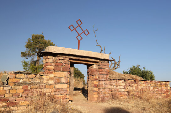 Entrance to the rock-hewn church of Debre Tsion, Ethiopia