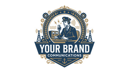 Obraz premium Vintage style brand communications logo template.