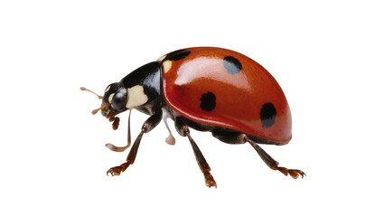 Red ladybug with black spots, isolated on transparent background © Timo