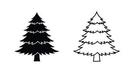Fototapeta premium Two evergreen trees one black and one white presented as a silhouette
