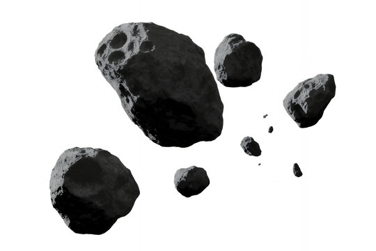 Asteroids with craters and texture floating in space rock stone