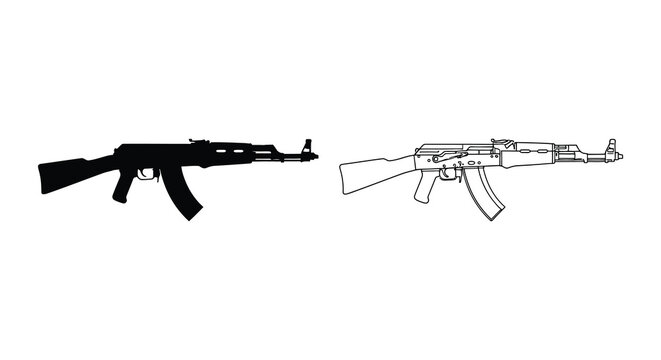 Black outline of an ak 47 assault rifle a weapon design silhouette
