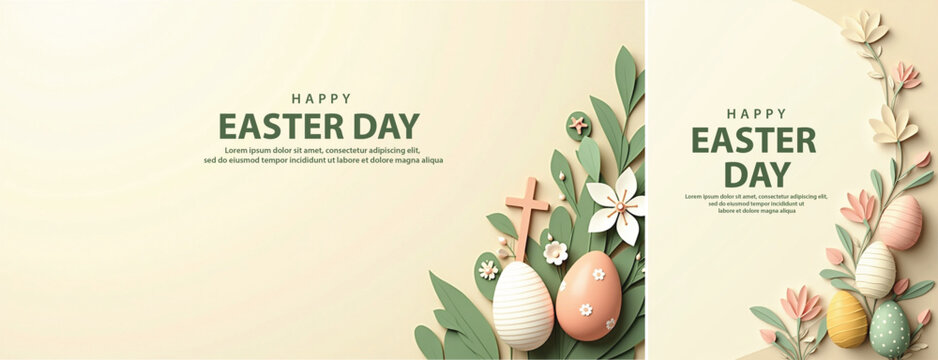 Elegant easter day background, Decorative happy easter day background for website, social media template