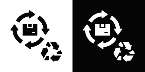 Obraz premium Recycling Programs Icon In Black And White Filled Style.
