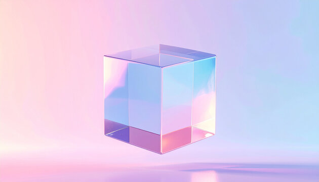 Transparent cube 3 d rendering