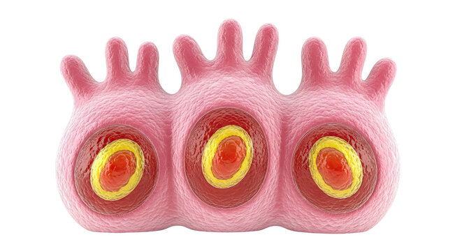 Microscopic view of intestinal villi with goblet cells