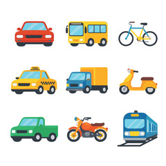 Naklejka premium Transportation Icons Vehicles With Car With Bus