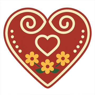 Stylized Croatian Licitar Heart: Traditional Symbol of Love and Affection