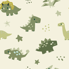 Vector seamless dinosaur pattern. Childish character print for kids fabric, children design, nursery textile and wallpaper © Kseniya