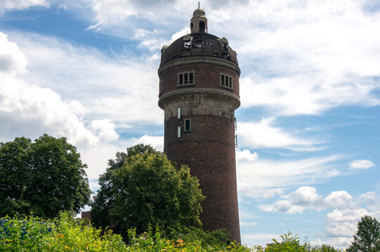 Historic water tower (zabytkowa wieża ciśnień) was built in 1909, neo Baroque style, ceased to function in 1960s. Świętochłowice, Poland.