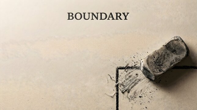 Blurred Boundaries Concept with Eraser Removing Black Line on Beige Background
