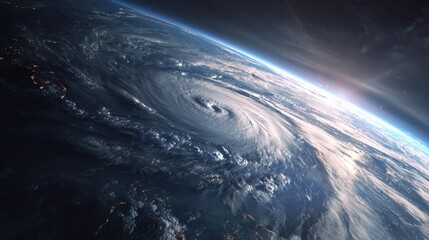 Naklejka premium Near-Earth illustration of a hurricane eye over the Caribbean and Gulf region