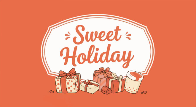 A festive collection of gifts and a beverage cup with a sweet holiday message